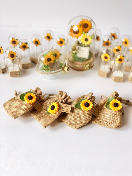 10 pcs Sunflower Favors, Wedding Favors for Guests, Wedding Favors, Favors, Rustic Wedding, Custom Favors, Rustic Favors, Burlap Favor Bags