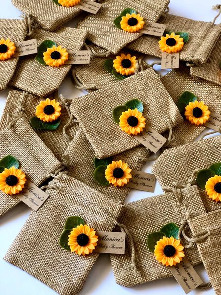 10 pcs Sunflower Favors, Wedding Favors for Guests, Wedding Favors, Favors, Rustic Wedding, Custom Favors, Rustic Favors, Burlap Favor Bags
