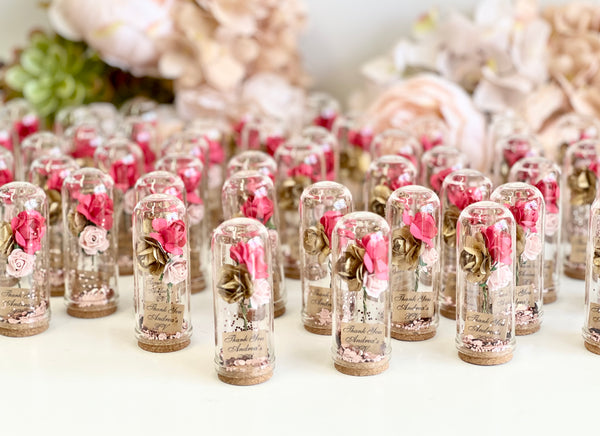 10 pcs Wedding Favors – Custom Glass Dome Cloche Favors, Beauty and the Beast Party Favors for Guests