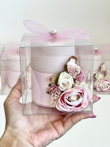 3 pcs Pink Custom Candles – Wedding Favors for Guests, Custom Party Favors with Box, Personalized Candle Gifts