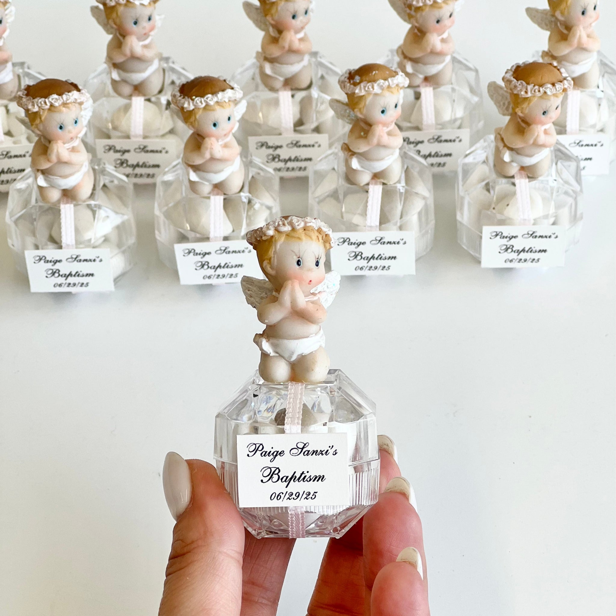 10 pcs Baptism Favors, Christening Favors with Angel, Custom Favor Boxes, Personalized First Communion Souvenirs, Custom Baptism Gifts