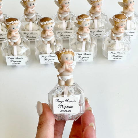 10 pcs Baptism Favors, Christening Favors with Angel, Custom Favor Boxes, Personalized First Communion Souvenirs, Custom Baptism Gifts