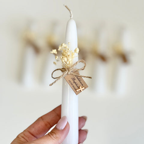 6 pcs Baptism Candles – Custom Christening Favors, First Communion Souvenirs, Personalized Gifts for Guests
