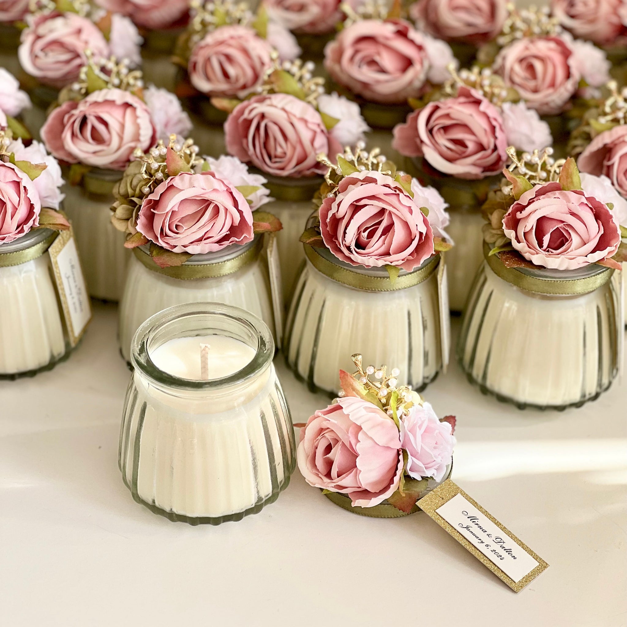 Pink Custom Candle Wedding Favors for Guests, Personalized Party Candle Favors, Bulk Candle Favors, Decorative Candles for Home, Customizable Wedding Favors