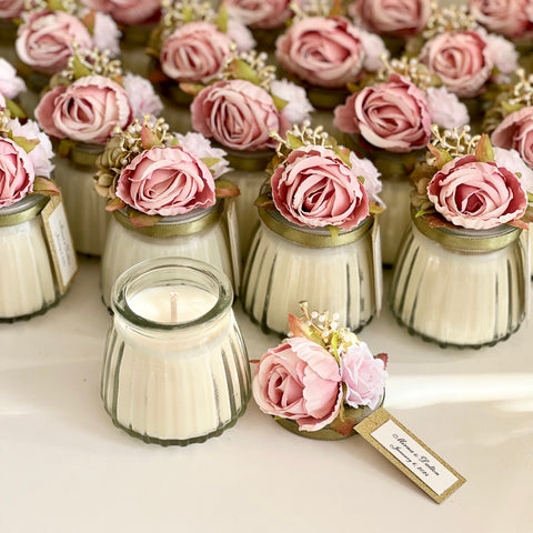 Pink Custom Candle Wedding Favors for Guests, Personalized Party Candle Favors, Bulk Candle Favors, Decorative Candles for Home, Customizable Wedding Favors