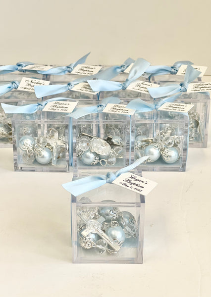 12 pcs Baptism Favors, Christening Favors, Rosary Favor Boxes, Personalized First Communion Souvenirs, Custom Baptism Gifts