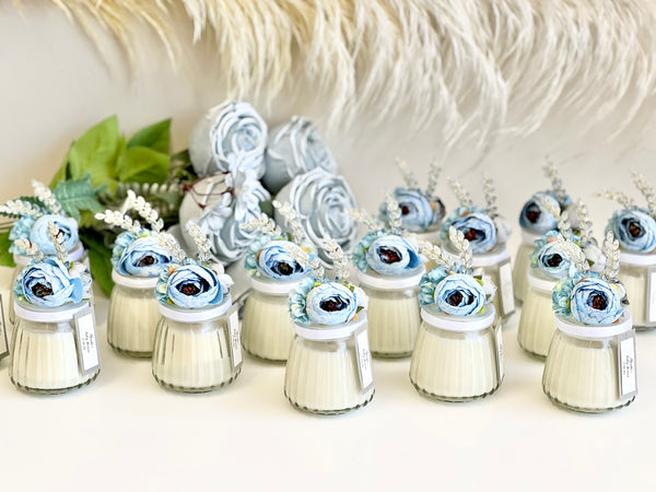 Blue Custom Candle Wedding Favors for Guests, Personalized Party Candle Favors, Bulk Candle Favors, Decorative Candles for Home, Customizable Wedding Favors