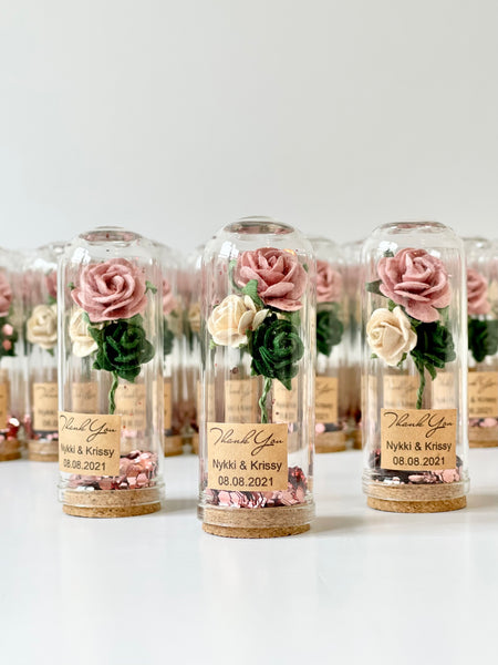 10 pcs Wedding Favors – Custom Glass Dome Cloche Favors, Beauty and the Beast Party Favors for Guests