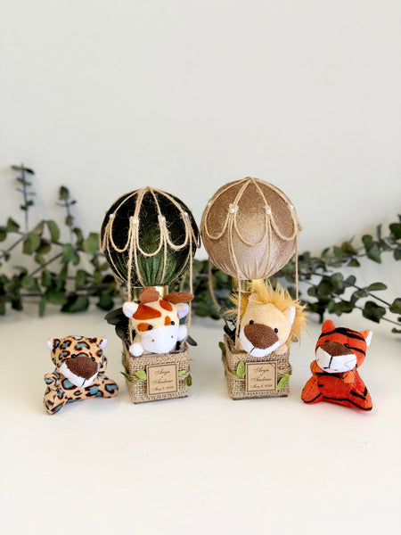 Safari Hot Air Balloon Baby Shower Favor, Jungle Baby Shower Gift, Neutral Baby Shower Decor, Newborn Keepsake Favors for Guests