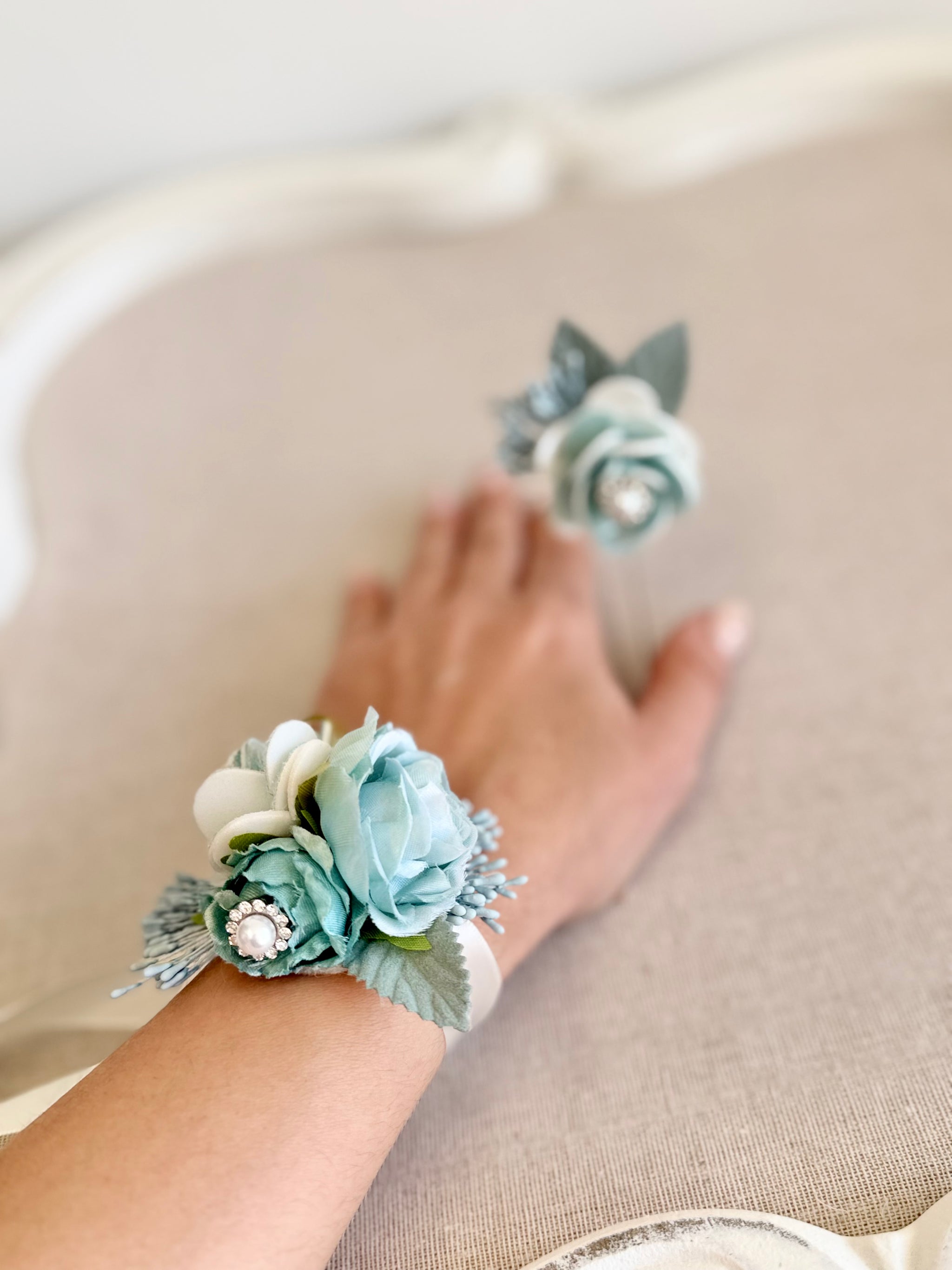 what color corsage for light blue dress Eduina Corsage - #PC088 main image 1