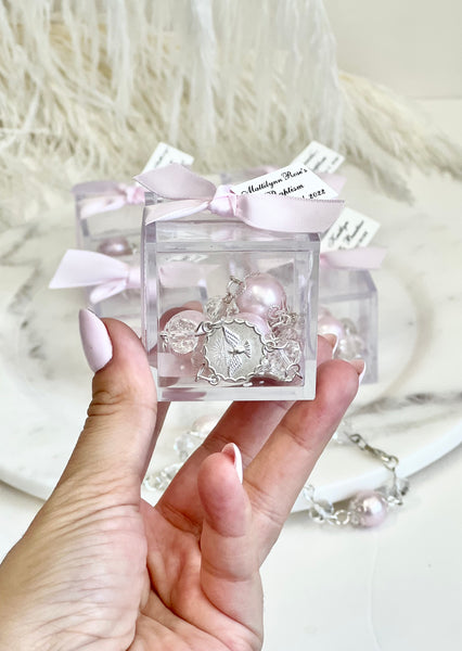 12 pcs Baptism Favors, Christening Favors, Rosary Favor Boxes, Personalized First Communion Souvenirs, Custom Baptism Gifts