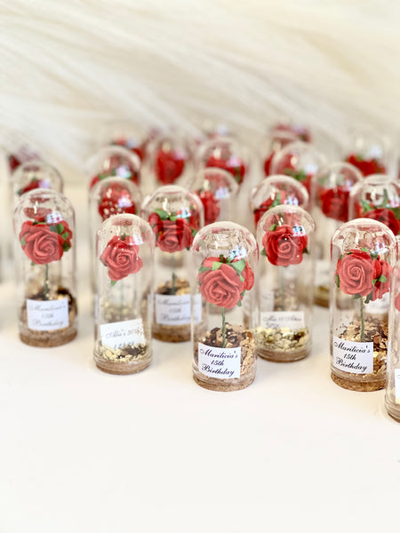 10 pcs Wedding Favors – Custom Glass Dome Cloche Favors, Beauty and the Beast Party Favors for Guests