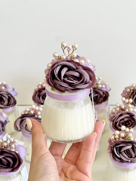 Purple Custom Candle Wedding Favors for Guests, Personalized Party Candle Favors, Bulk Candle Favors, Decorative Candles for Home, Customizable Wedding Favors