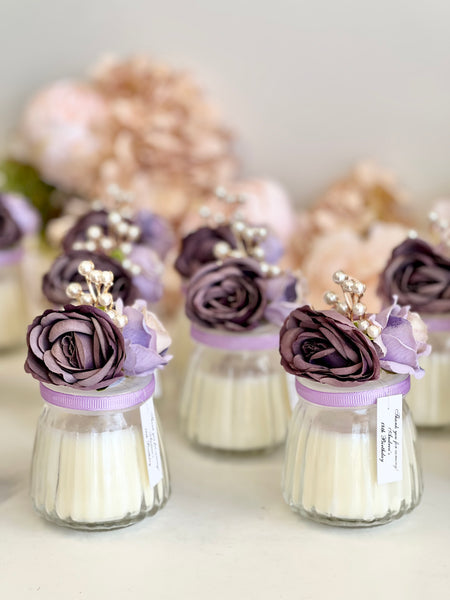 Purple Custom Candle Wedding Favors for Guests, Personalized Party Candle Favors, Bulk Candle Favors, Decorative Candles for Home, Customizable Wedding Favors