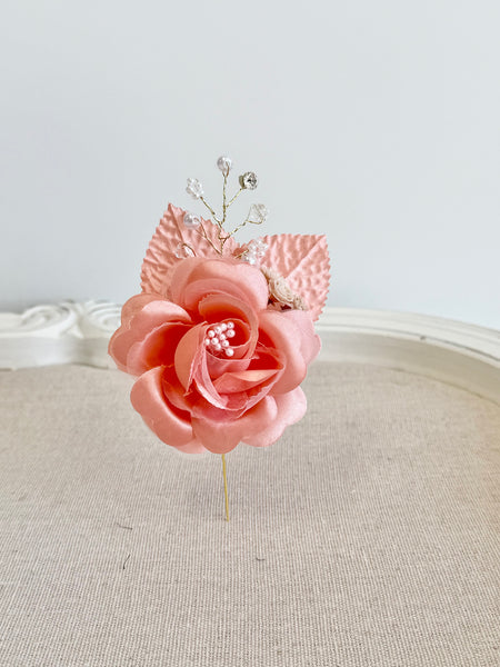 Peach Wedding Corsages, Prom Corsage Boutonniere Set, Wrist Blush Peach Corsage, Bridesmaids Corsage, Bridal Bracelets, Blush Boutonnière