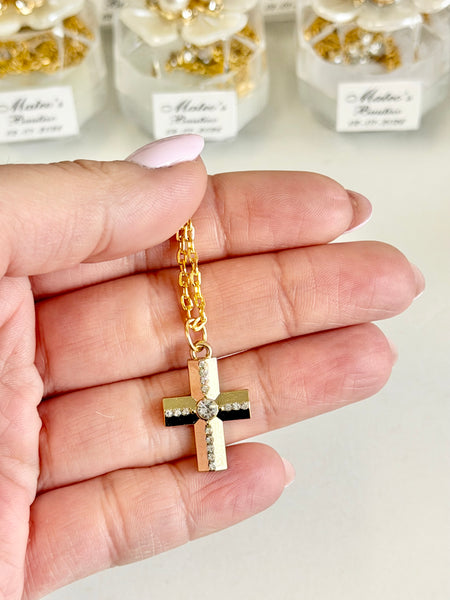 Baptism Favors Cross with Necklace Gifts, Christening Rosary Favors for Guests, Custom First Communion Favors, Personalized Baptism Gifts