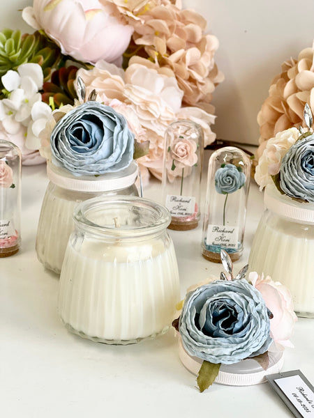 Blue Custom Candle Wedding Favors for Guests, Personalized Party Candle Favors, Bulk Candle Favors, Decorative Candles for Home, Customizable Wedding Favors
