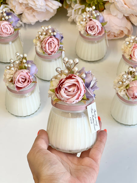Pink Custom Candle Wedding Favors for Guests, Personalized Party Candle Favors, Bulk Candle Favors, Decorative Candles for Home, Customizable Wedding Favors