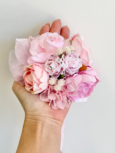 Baby Pink Prom Corsage and Boutonniere Set, Wedding Corsages, Wrist Corsage, Bridesmaids Corsage, Bridal Bracelets