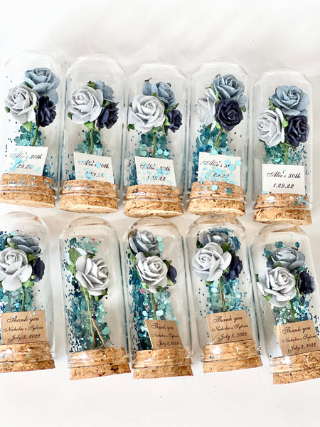 10 pcs Wedding Favors – Custom Glass Dome Cloche Favors, Beauty and the Beast Party Favors for Guests