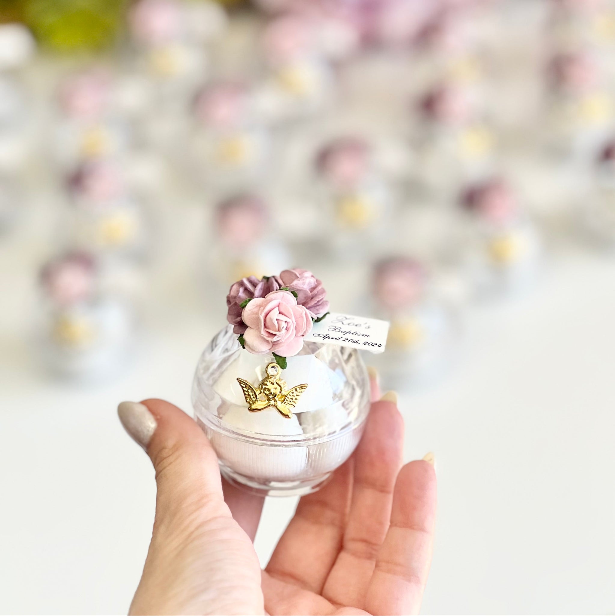 10 pcs Baptism Favors, Christening Favors, Angel Favor Boxes, Personalized First Communion Souvenirs, Custom Baptism Gifts