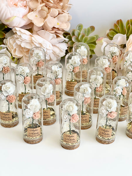 10 pcs Wedding Favors – Custom Glass Dome Cloche Favors, Beauty and the Beast Party Favors for Guests