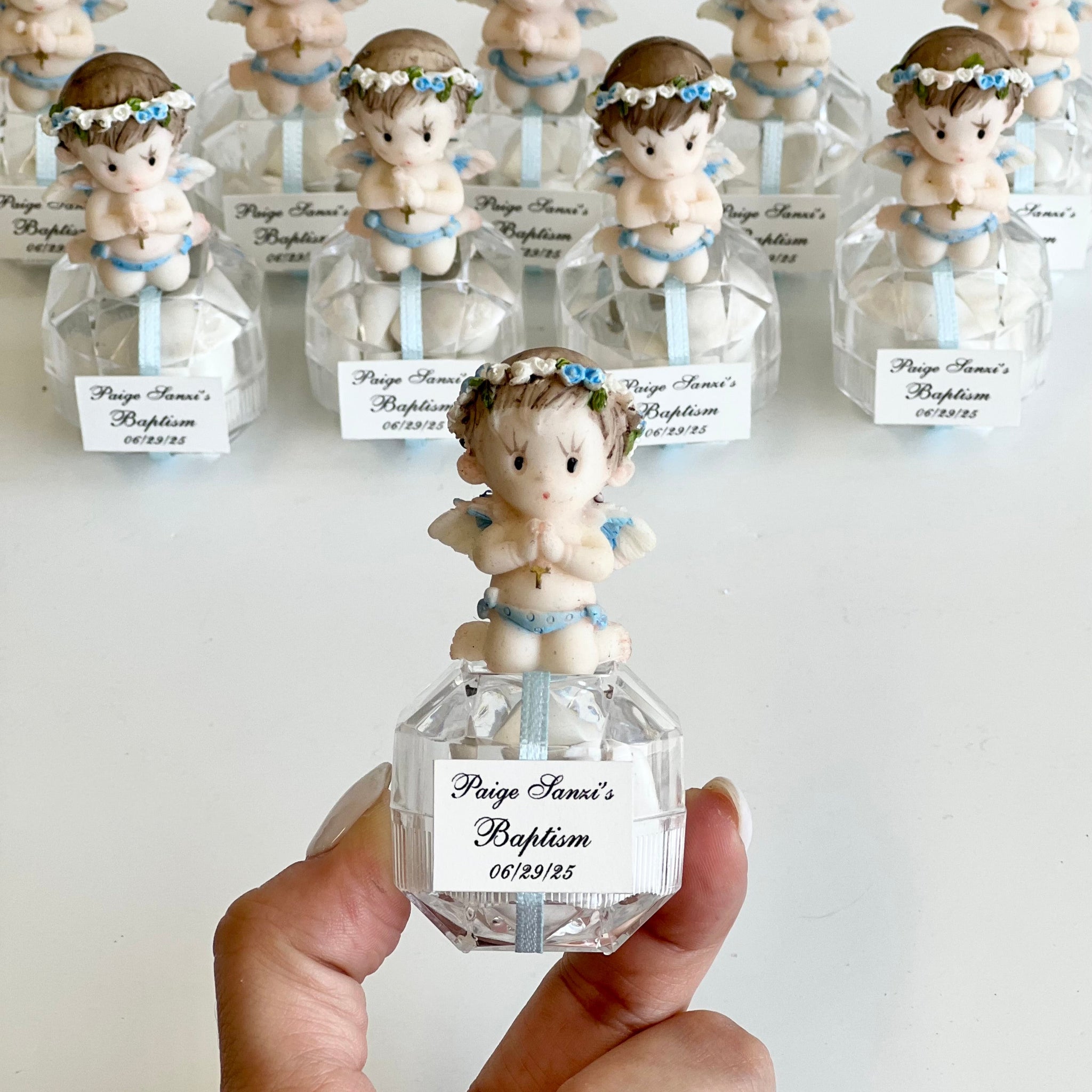 10 pcs Baptism Favors, Christening Favors with Angel, Custom Favor Boxes, Personalized First Communion Souvenirs, Custom Baptism Gifts