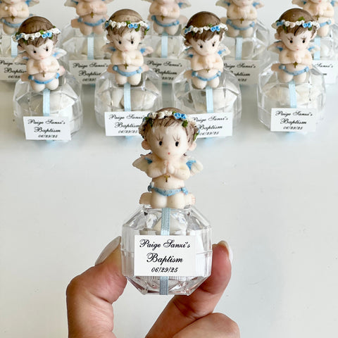 10 pcs Baptism Favors, Christening Favors with Angel, Custom Favor Boxes, Personalized First Communion Souvenirs, Custom Baptism Gifts