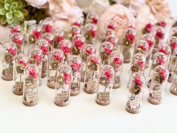 10 pcs Wedding Favors – Custom Glass Dome Cloche Favors, Beauty and the Beast Party Favors for Guests