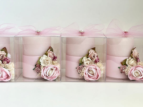 3 pcs Pink Custom Candles – Wedding Favors for Guests, Custom Party Favors with Box, Personalized Candle Gifts