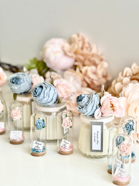 Blue Custom Candle Wedding Favors for Guests, Personalized Party Candle Favors, Bulk Candle Favors, Decorative Candles for Home, Customizable Wedding Favors