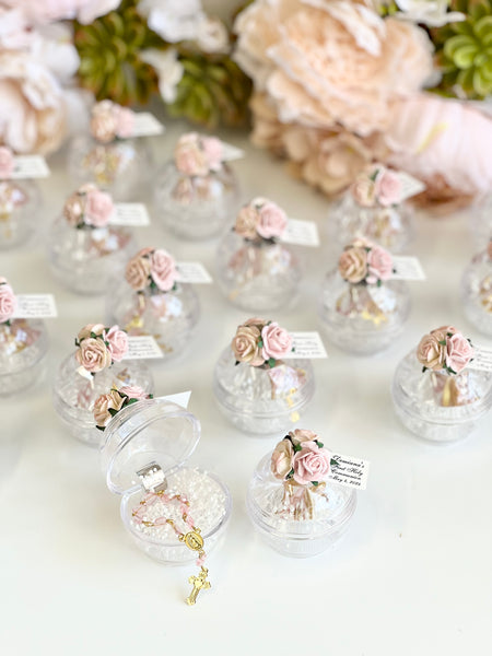 10 pcs Baptism Favors, Christening Favors, Rosary Favor Boxes, Personalized First Communion Souvenirs, Custom Baptism Gifts