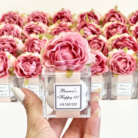 5 pcs Personalized Acrylic Favor Boxes – Custom Guest Gifts for Weddings, Baptisms, Baby Showers & Events
