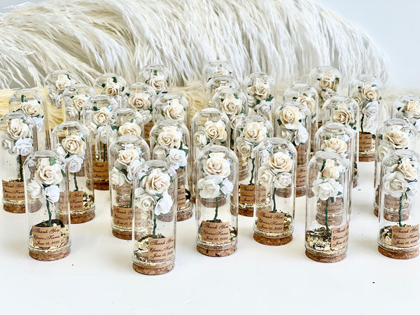 10 pcs Wedding Favors – Custom Glass Dome Cloche Favors, Beauty and the Beast Party Favors for Guests