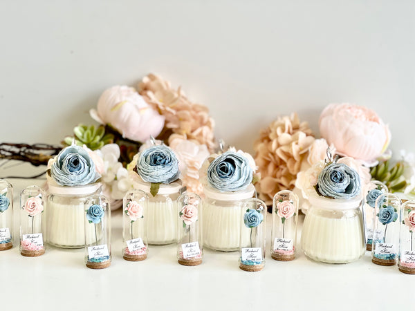 Blue Custom Candle Wedding Favors for Guests, Personalized Party Candle Favors, Bulk Candle Favors, Decorative Candles for Home, Customizable Wedding Favors