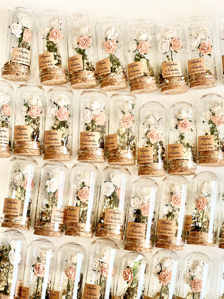 10 pcs Wedding Favors – Custom Glass Dome Cloche Favors, Beauty and the Beast Party Favors for Guests