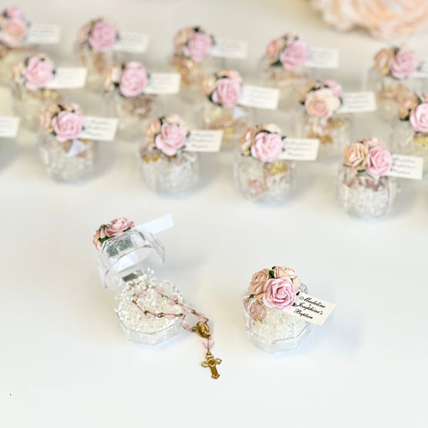 10 pcs Baptism Favors, Christening Favors, Rosary Favor Boxes, Personalized First Communion Souvenirs, Custom Baptism Gifts