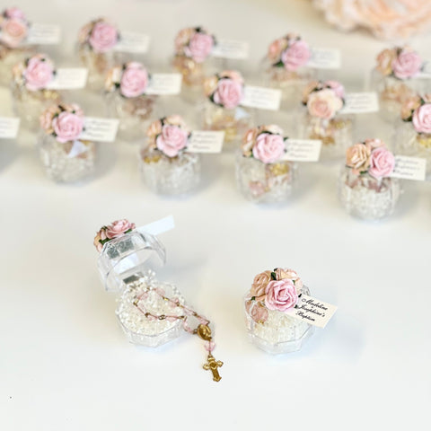 10 pcs Baptism Favors, Christening Favors, Rosary Favor Boxes, Personalized First Communion Souvenirs, Custom Baptism Gifts