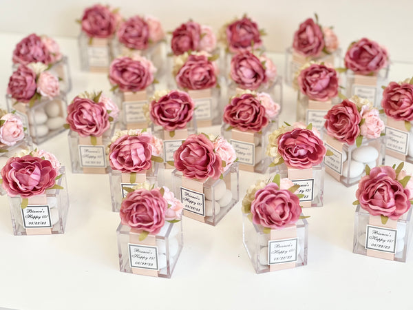 5 pcs Personalized Acrylic Favor Boxes – Custom Guest Gifts for Weddings, Baptisms, Baby Showers & Events