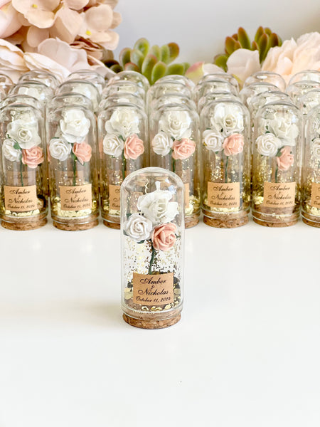10 pcs Wedding Favors – Custom Glass Dome Cloche Favors, Beauty and the Beast Party Favors for Guests