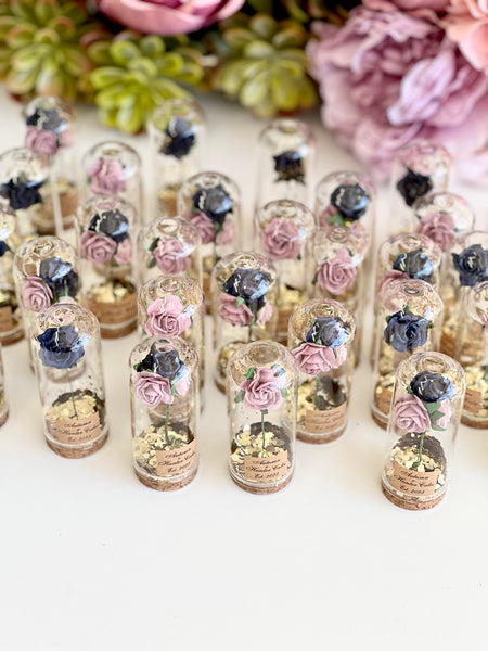 10 pcs Wedding Favors – Custom Glass Dome Cloche Favors, Beauty and the Beast Party Favors for Guests