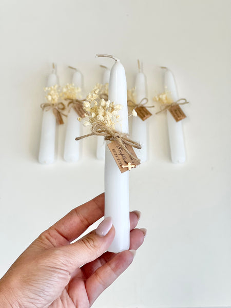 6 pcs Baptism Candles – Custom Christening Favors, First Communion Souvenirs, Personalized Gifts for Guests