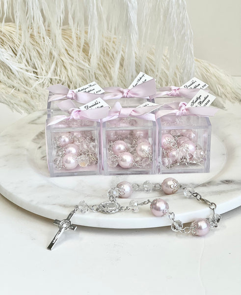 12 pcs Baptism Favors, Christening Favors, Rosary Favor Boxes, Personalized First Communion Souvenirs, Custom Baptism Gifts
