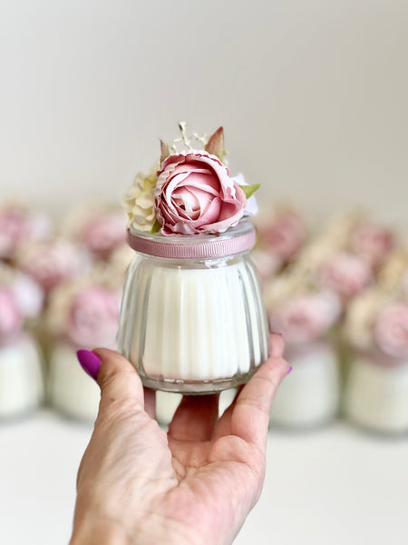 Pink Custom Candle Wedding Favors for Guests, Personalized Party Candle Favors, Bulk Candle Favors, Decorative Candles for Home, Customizable Wedding Favors