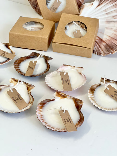 5 pcs Beach Wedding Sea Shell Candle Favors with Box, Ocean Theme Wedding Favors for Guests, Custom Beach Party Favors