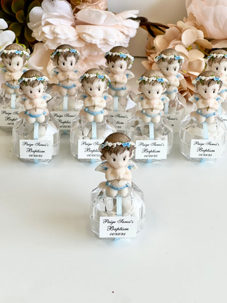 10 pcs Baptism Favors, Christening Favors with Angel, Custom Favor Boxes, Personalized First Communion Souvenirs, Custom Baptism Gifts
