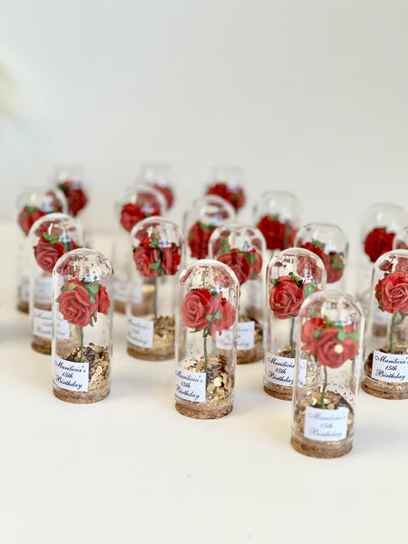 10 pcs Wedding Favors – Custom Glass Dome Cloche Favors, Beauty and the Beast Party Favors for Guests