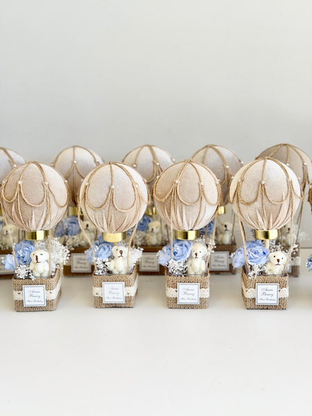 Hot Air Balloon Baby Shower Favor, Teddy Bear Baby Shower Gift, Neutral Baby Shower Decor, Newborn Keepsake Favors for Guests