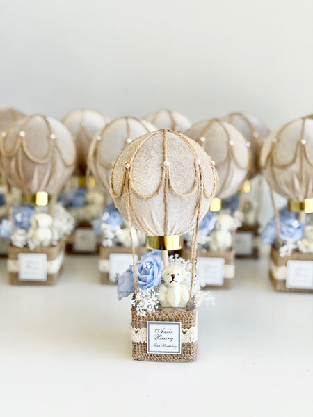 Hot Air Balloon Baby Shower Favor, Teddy Bear Baby Shower Gift, Neutral Baby Shower Decor, Newborn Keepsake Favors for Guests
