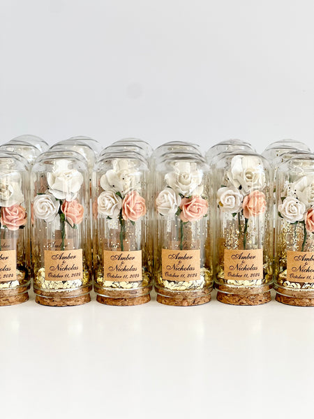 10 pcs Wedding Favors – Custom Glass Dome Cloche Favors, Beauty and the Beast Party Favors for Guests